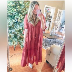 Tiered Rust Flowy Dress